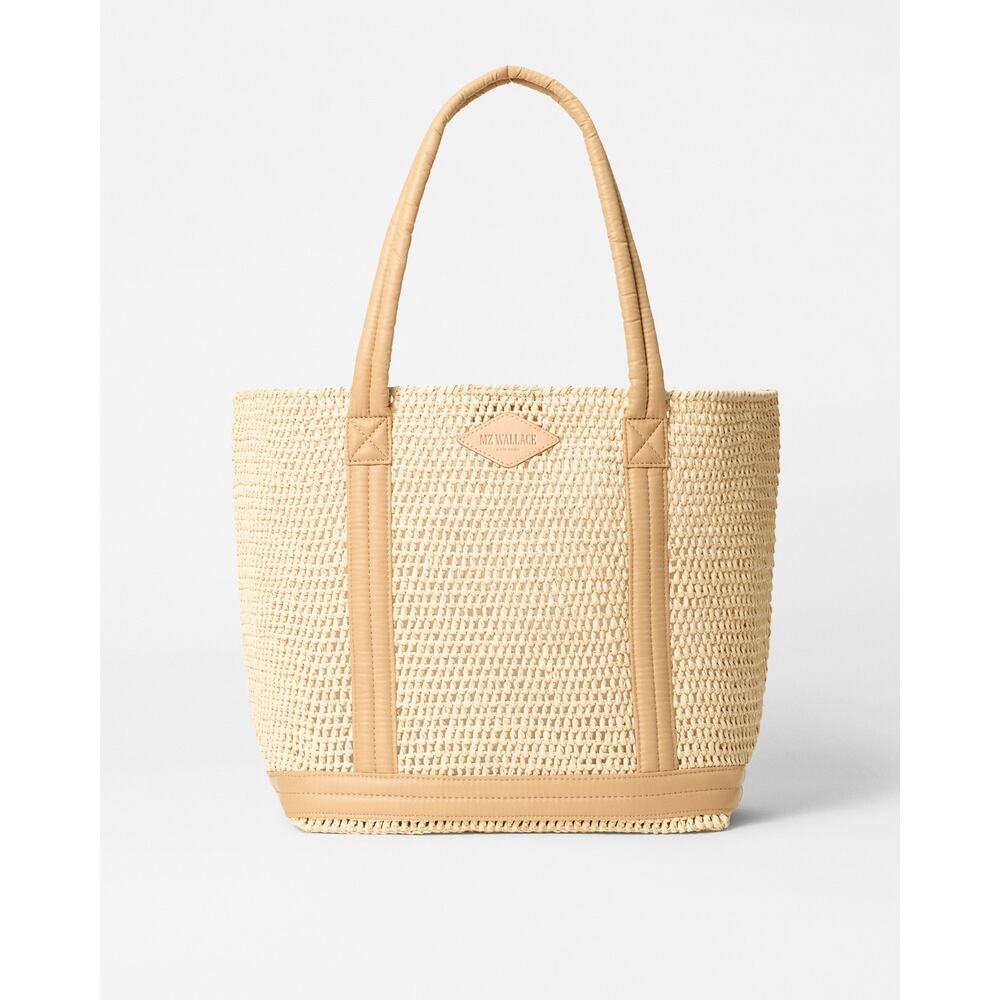 MZ Wallace Crochet Knit Raffia Tote Bag Medium